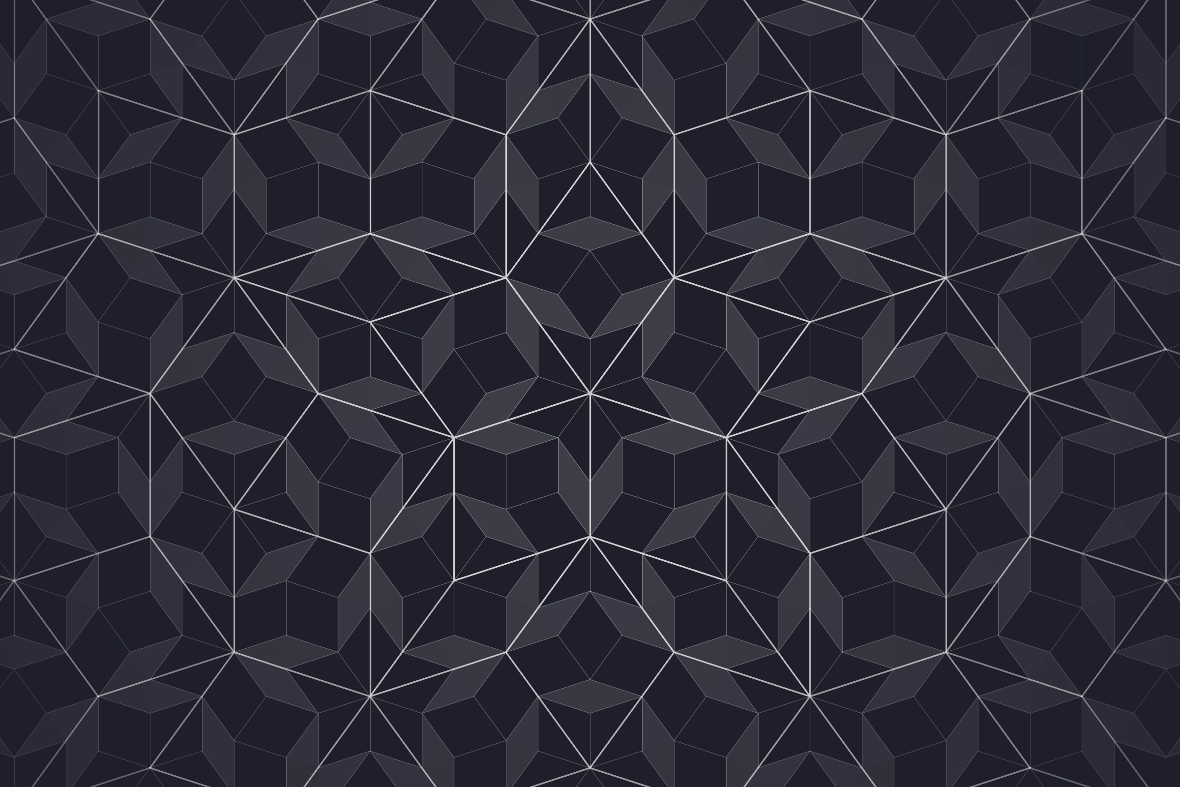 A Penrose rhombus tiling. Two rhombi form a never-repeating order from local matching rules alone, around a tenfold star at the center