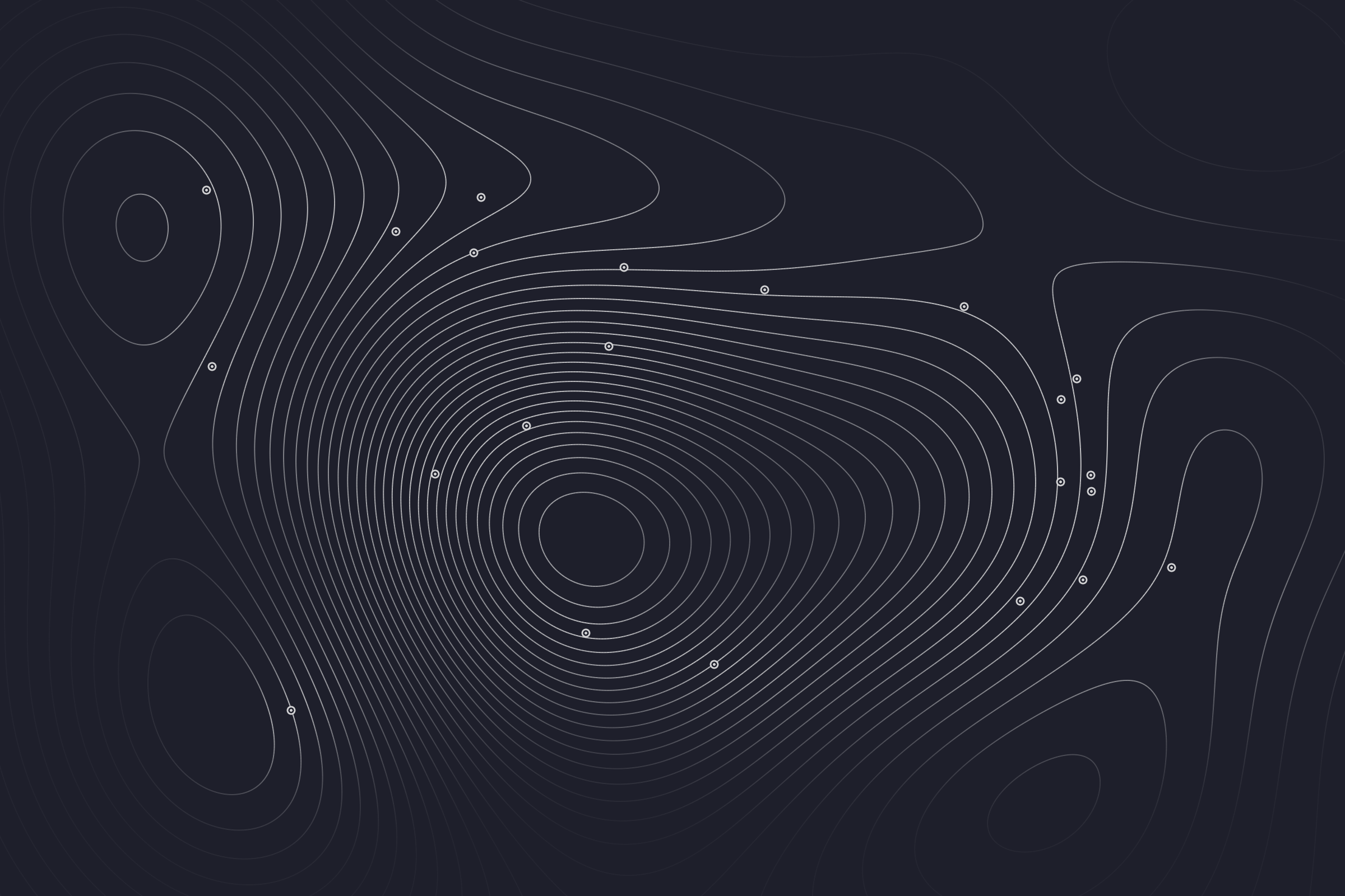 A whole field reconstructed from 22 scattered sensors, sharp near the sensors and fading with uncertainty